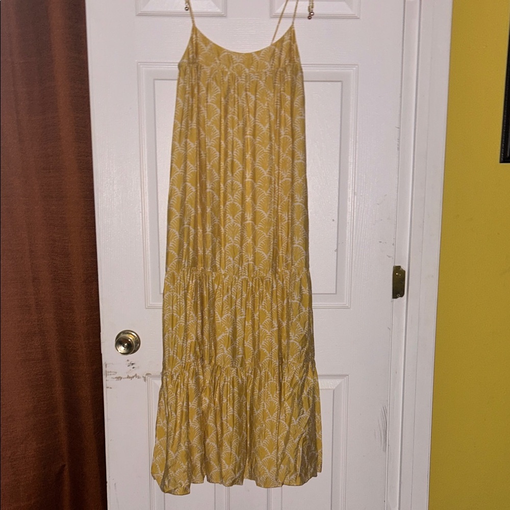 H&M Yellow and Cream Printed Summer Dress